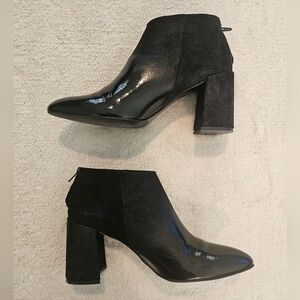 NEW Black Block Heel Leather Ankle Boots Size 9 Ombre Work Party Fall Feminine